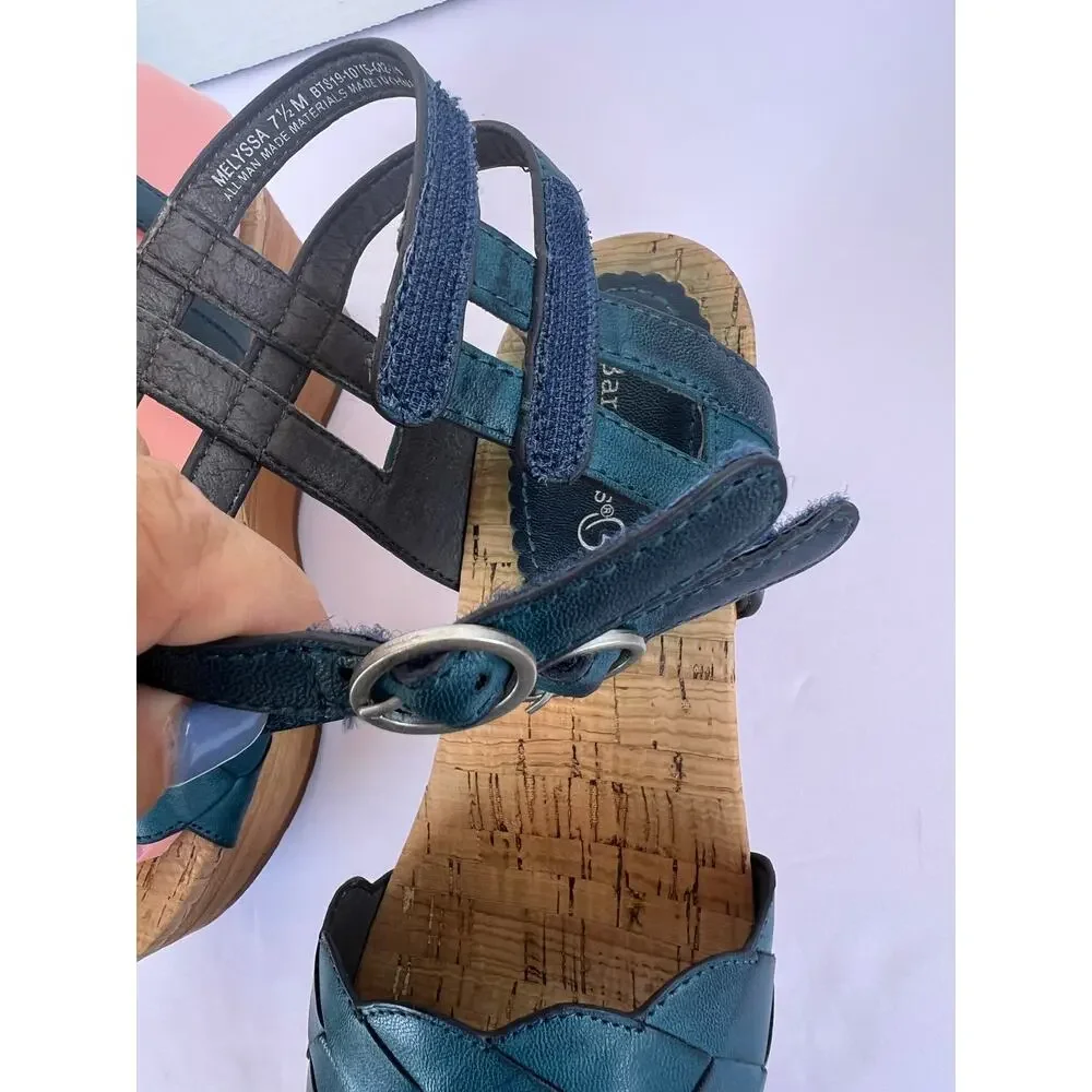 Baretraps Melyssa Blue Vegan Double Ankle Strap‎ Platform Comfort Sandals 7.5